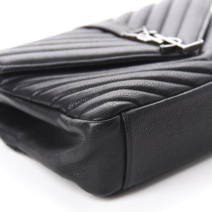 Saint Laurent Sheepskin Matelasse Chevron Monogram Medium College Bag Black 6 of 18