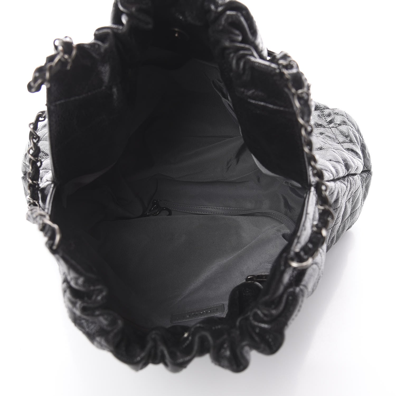Chanel Distressed Glazed Caviar Quilted Large Elastic Tote Black 4 of 9