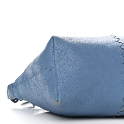 Bottega Veneta Cervo Deerskin Braided Shoulder Bag Blue 8 of 14