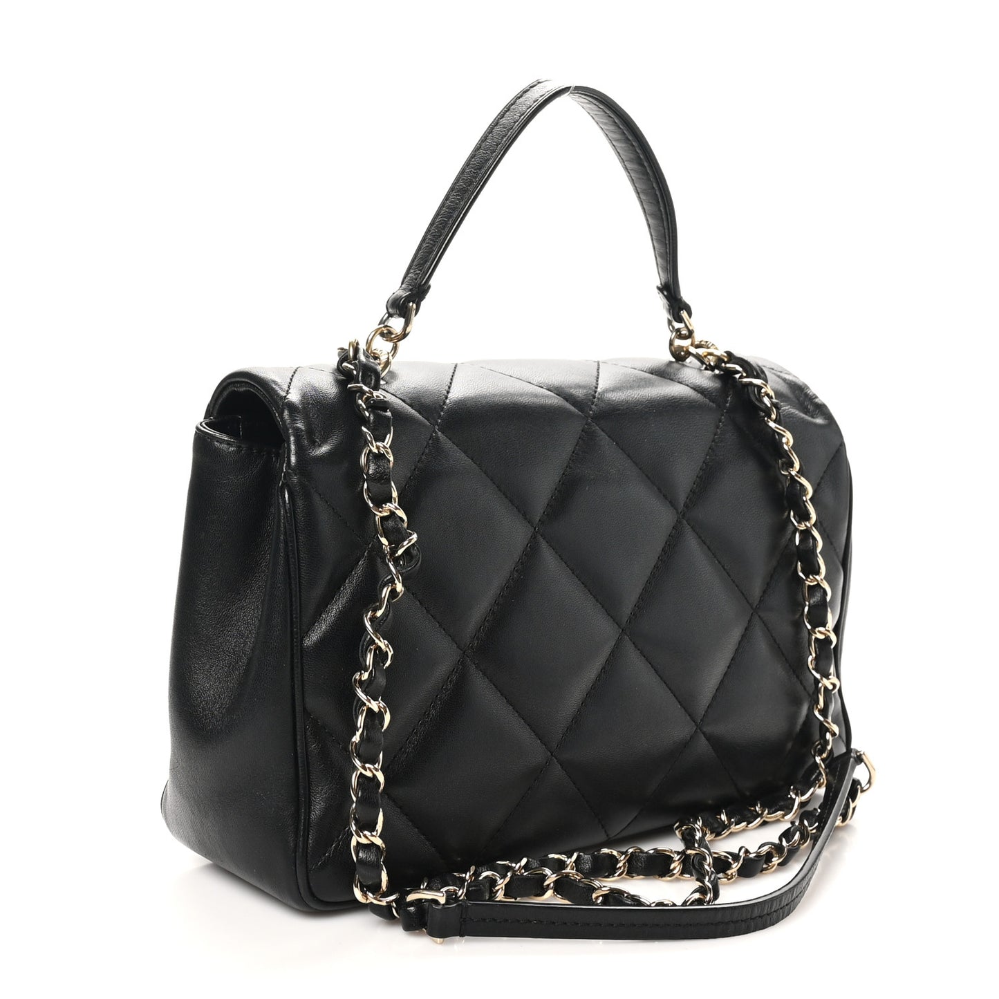 Lambskin Quilted Easy Carry Flap Black