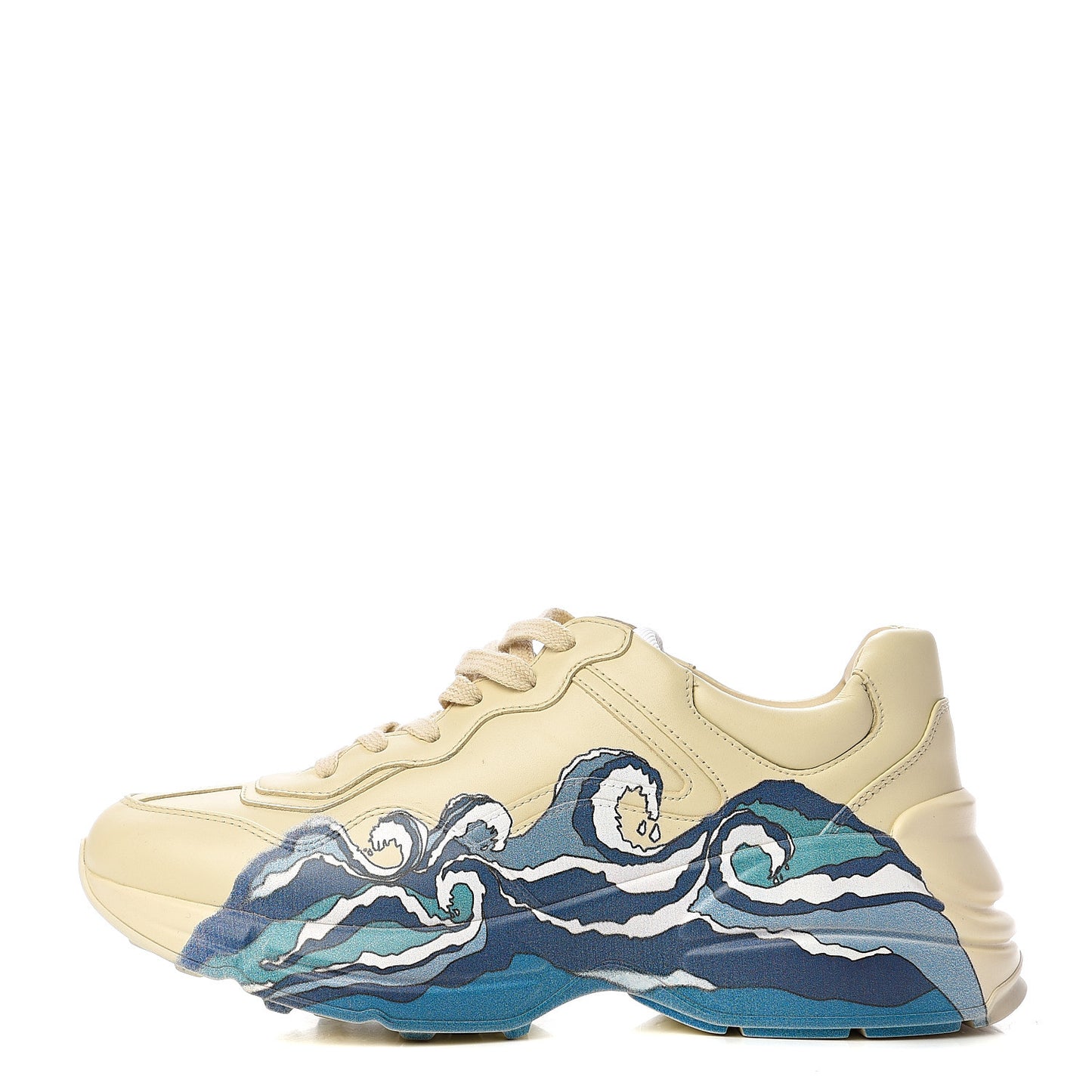 Calfskin Wave Printed Womens Rhyton Sneakers 38 Mystic Ivory