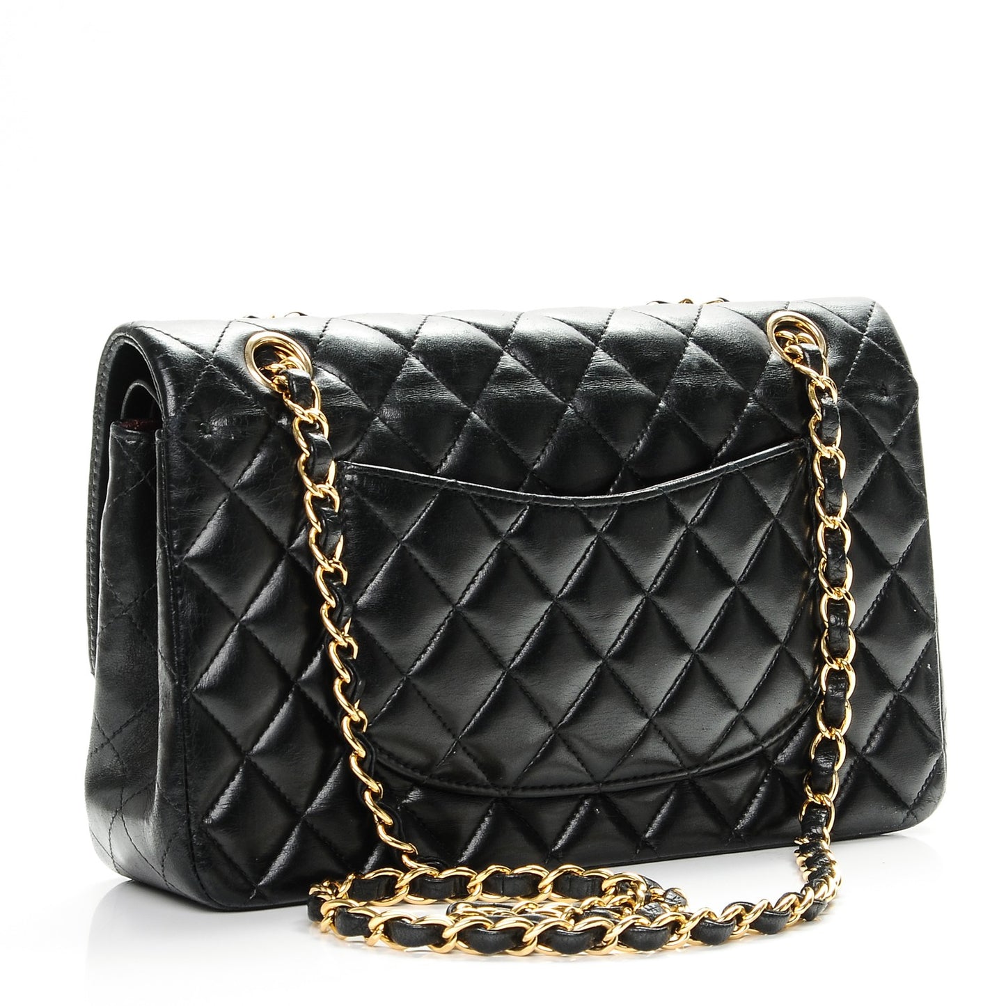 Lambskin Quilted Medium Double Flap Black