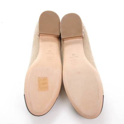 Chanel Linen Lambskin Cap Toe Ballerina Flats 39 Beige Black 5 of 8