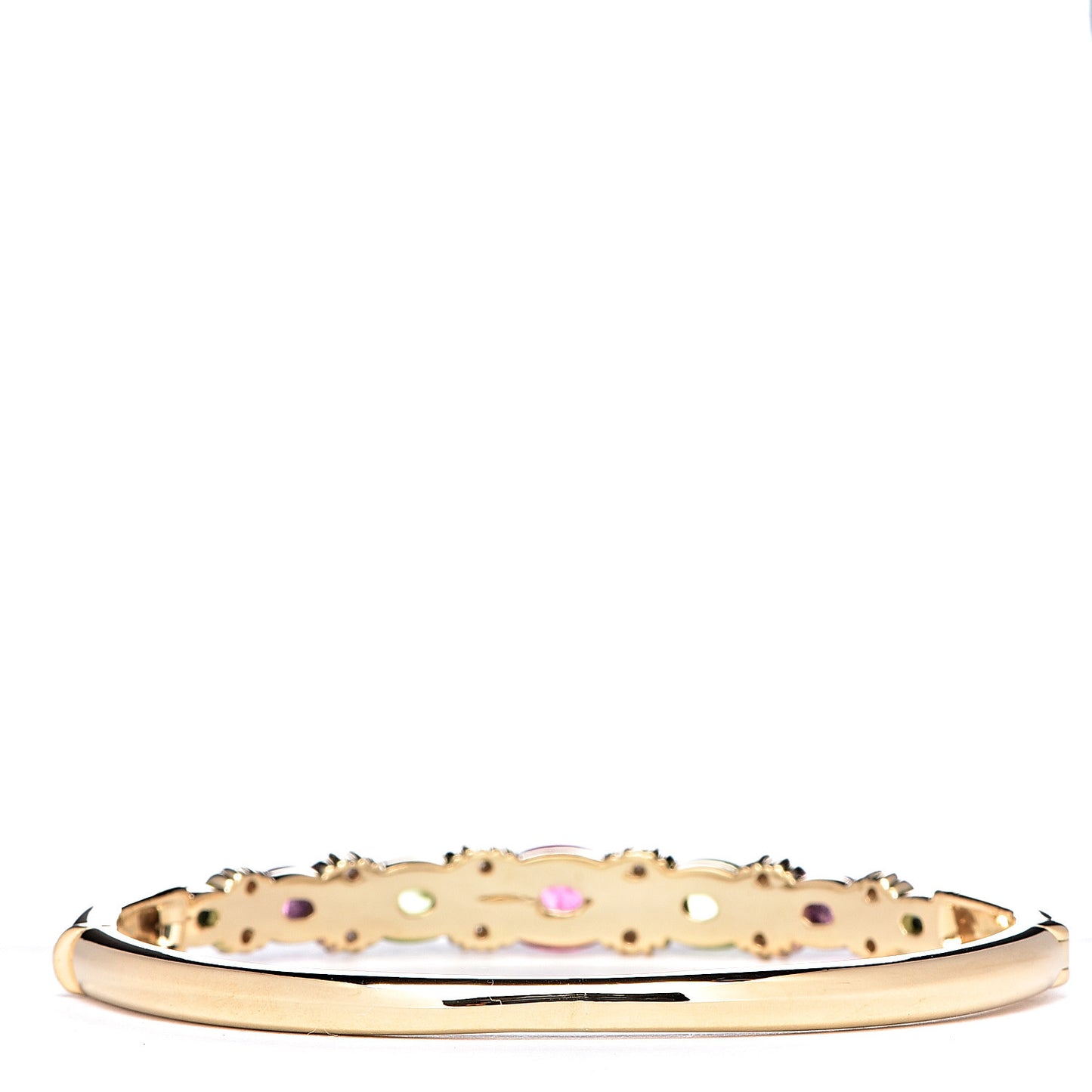 18K Yellow Gold Tourmaline Peridot Diamond Bangle Bracelet