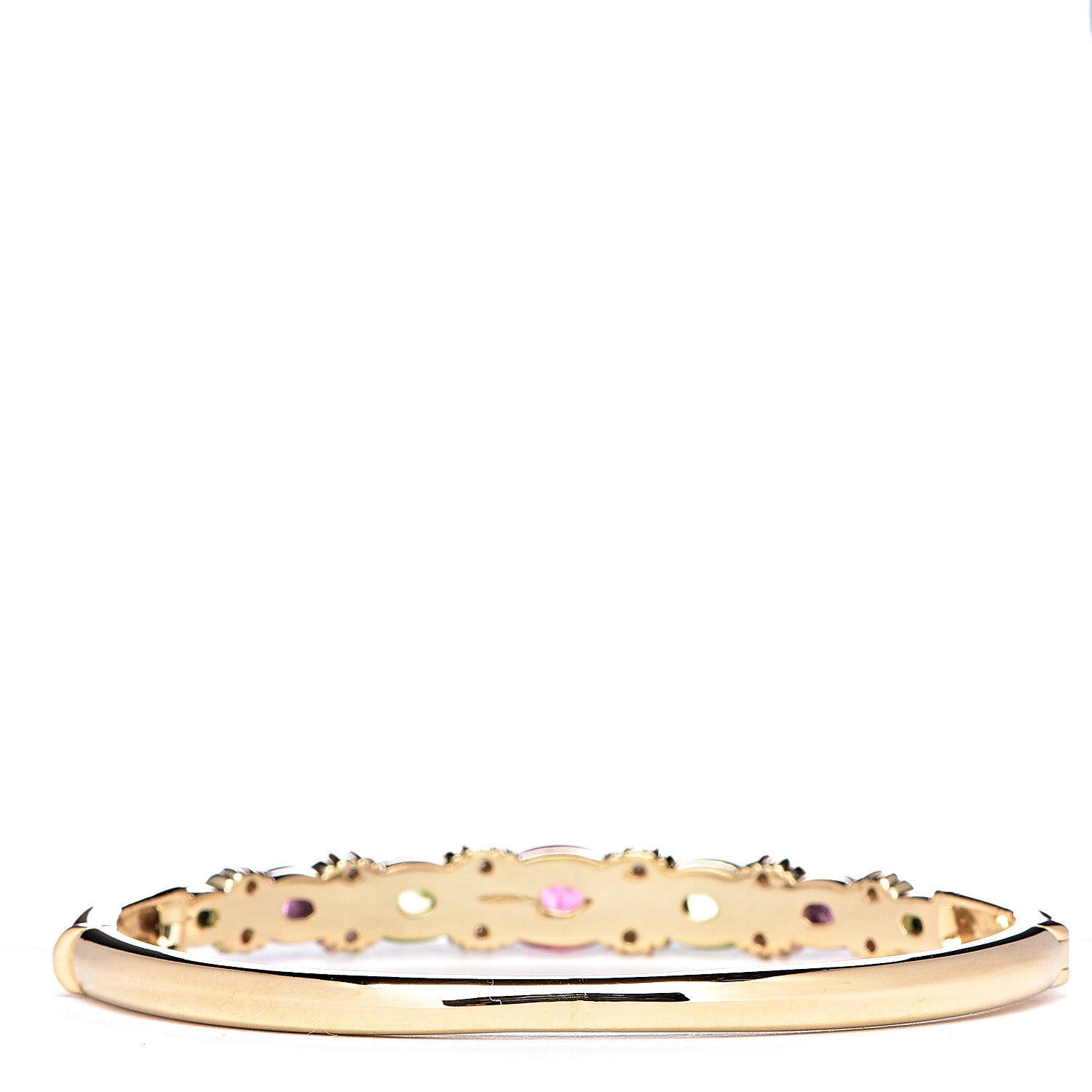 Tiffany 18K Yellow Gold Tourmaline Peridot Diamond Bangle Bracelet 3 of 4