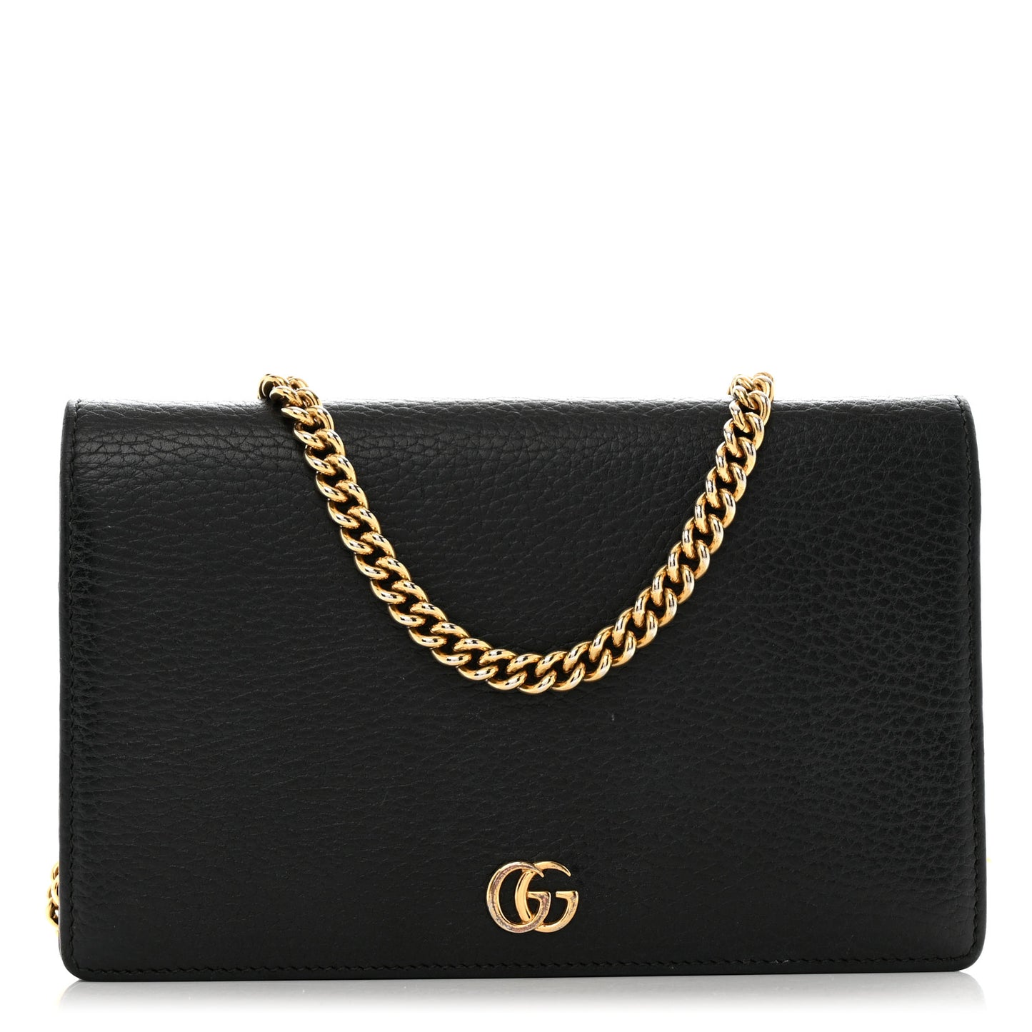 Calfskin Mini GG Marmont Chain Wallet Black