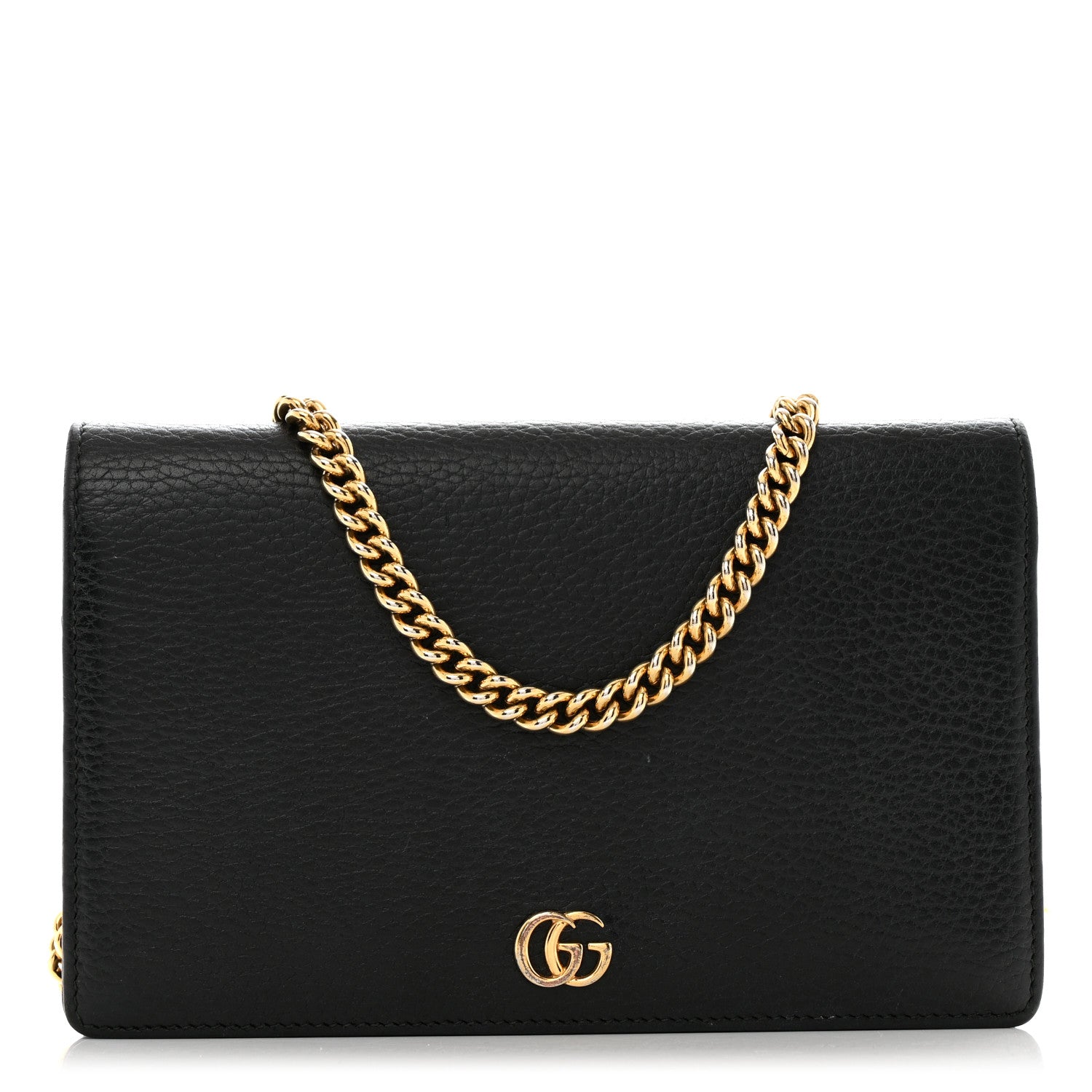 Gucci Calfskin Mini GG Marmont Chain Wallet Black 1 of 16