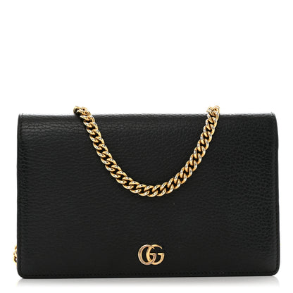 Gucci Calfskin Mini GG Marmont Chain Wallet Black 1 of 16