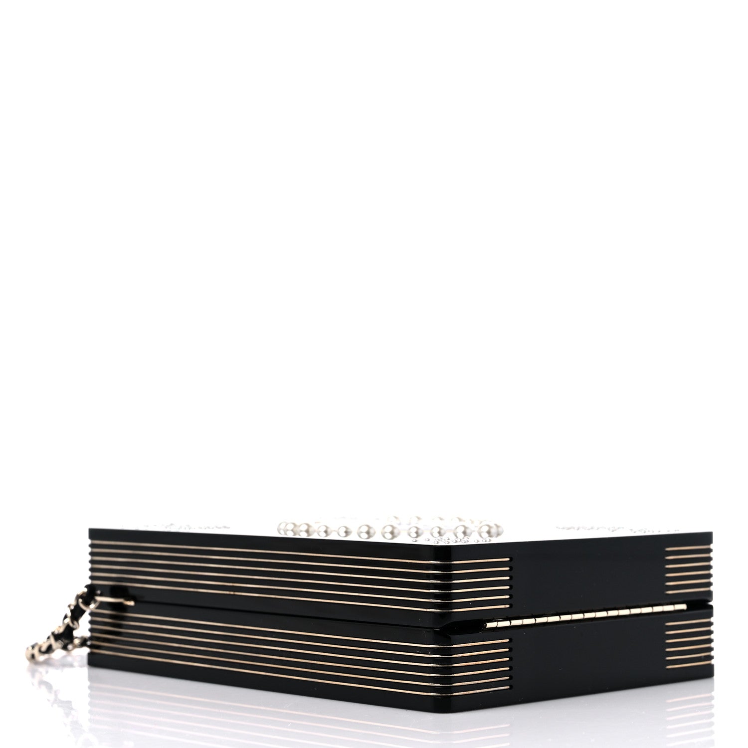 Chanel Plexiglass Pearl Playing Card Casino Minaudiere Clutch Black Gold 4 of 13
