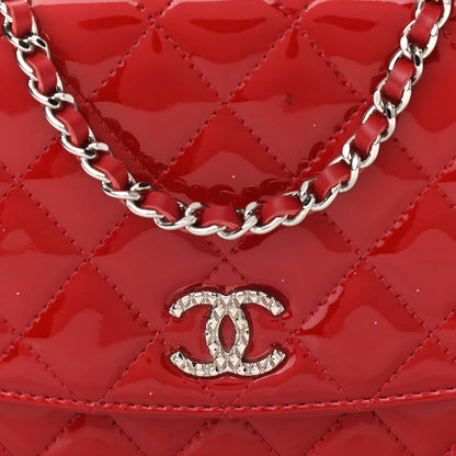 Chanel Patent Quilted Brilliant Wallet On Chain WOC Red 9 of 12