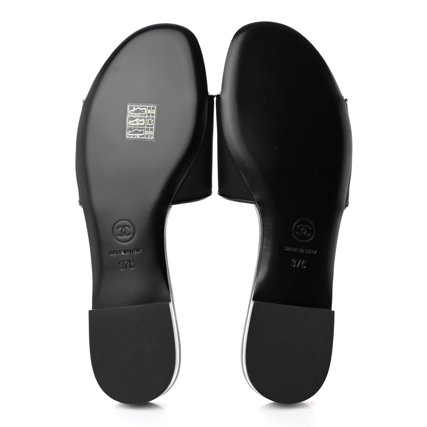 Mesh Patent Calfskin CC Mules 37 Black