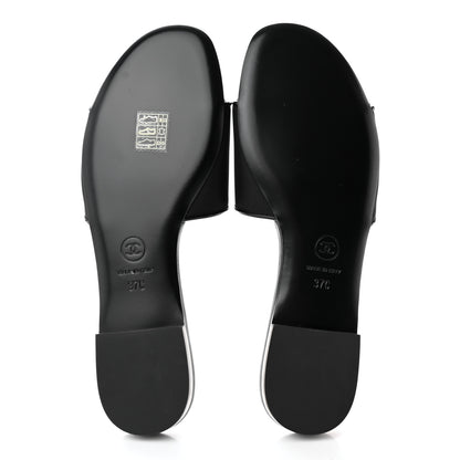 Chanel Mesh Patent Calfskin CC Mules 37 Black 5 of 10