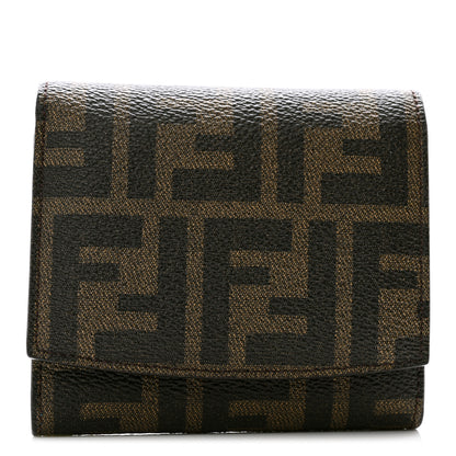 Fendi Vitello Elite Zucca Compact Wallet Tobacco 1 of 12