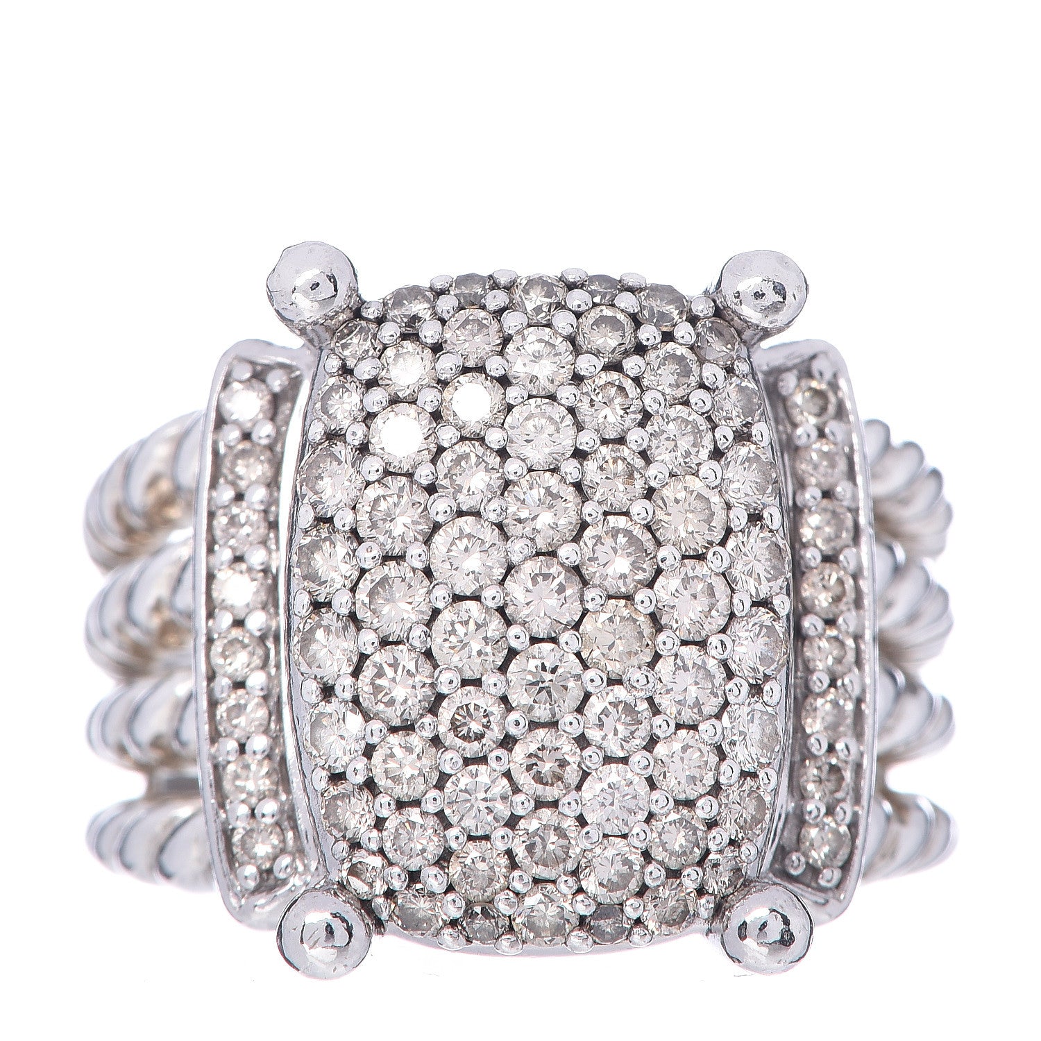 David Yurman Sterling Silver Diamond 16mm Wheaton Ring 53 6.5 1 of 5