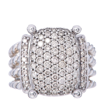 David Yurman Sterling Silver Diamond 16mm Wheaton Ring 53 6.5 1 of 5