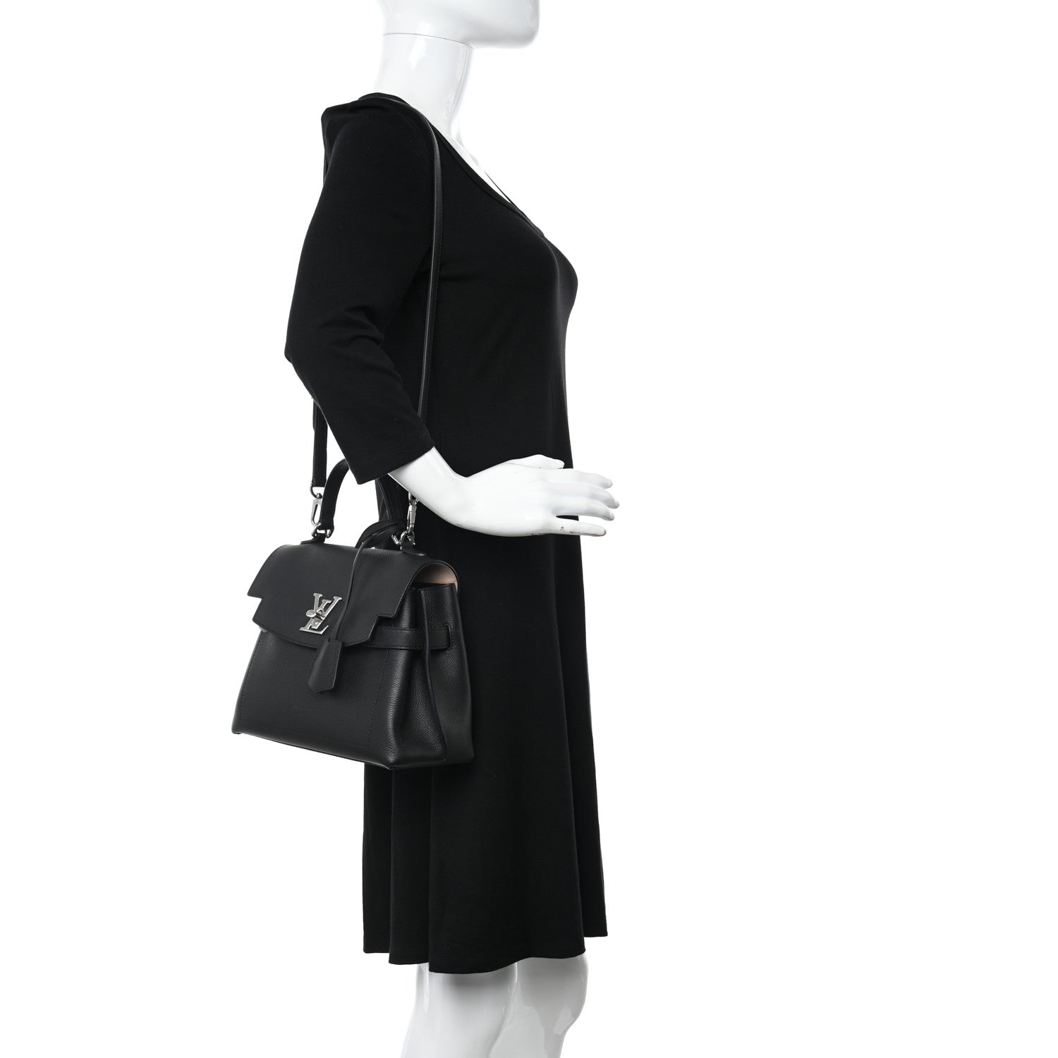 Louis Vuitton Calfskin Lockme Ever BB Black 2 of 9