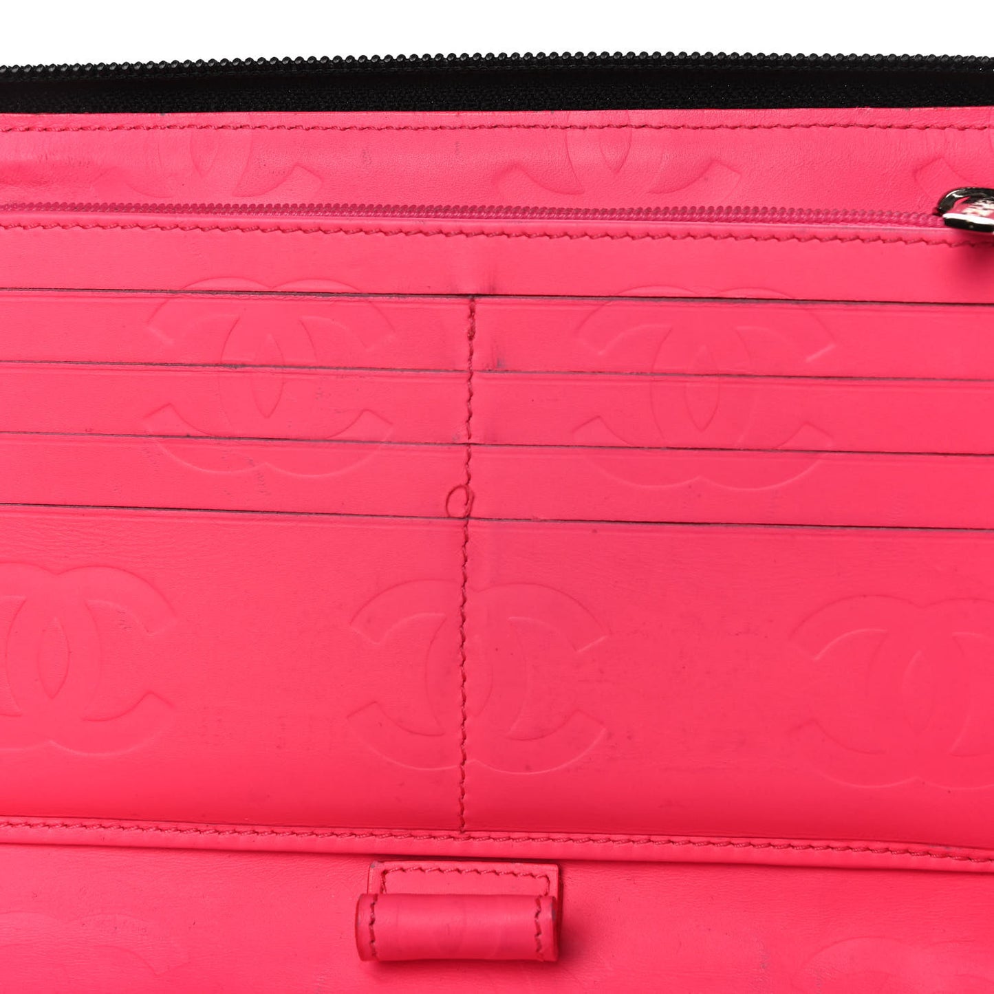 Calfskin Cambon Zip Around Organizer Wallet Black