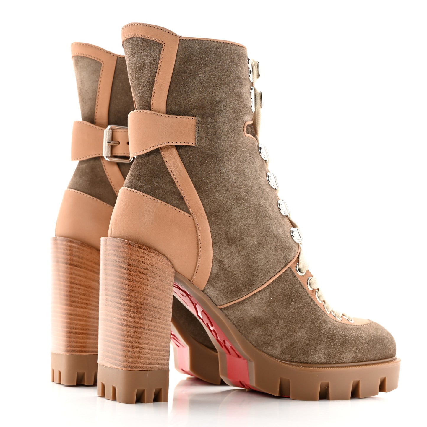 Suede Calfskin Macademia 100 Biker Platform Boots 36 Silex