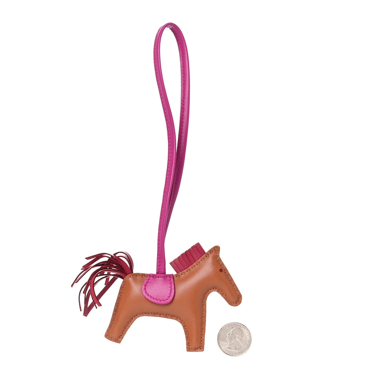 Milo Lambskin Grigri Rodeo Horse Bag Charm PM Gold Rubis Rose Poupre