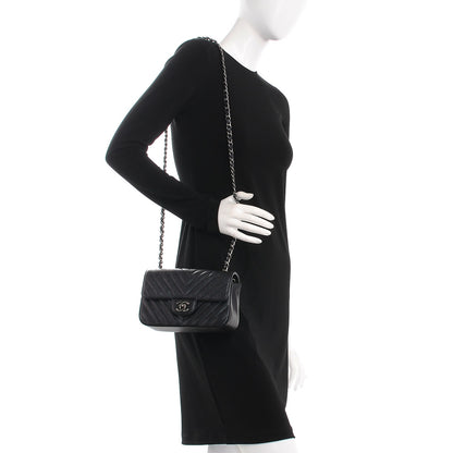 Chanel Iridescent Caviar Chevron Quilted Mini Rectangular Flap Black 2 of 8