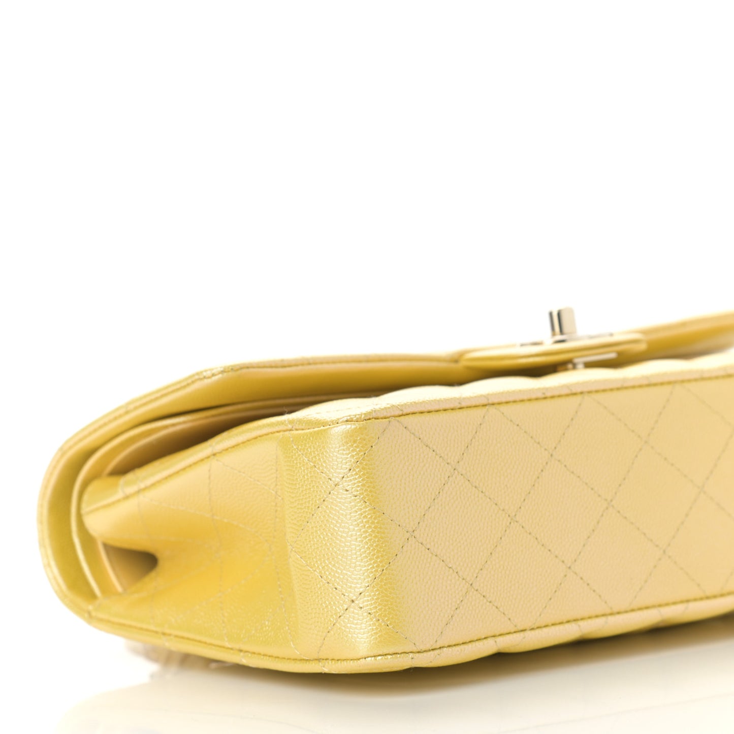 Iridescent Caviar Quilted Medium Double Flap Yellow