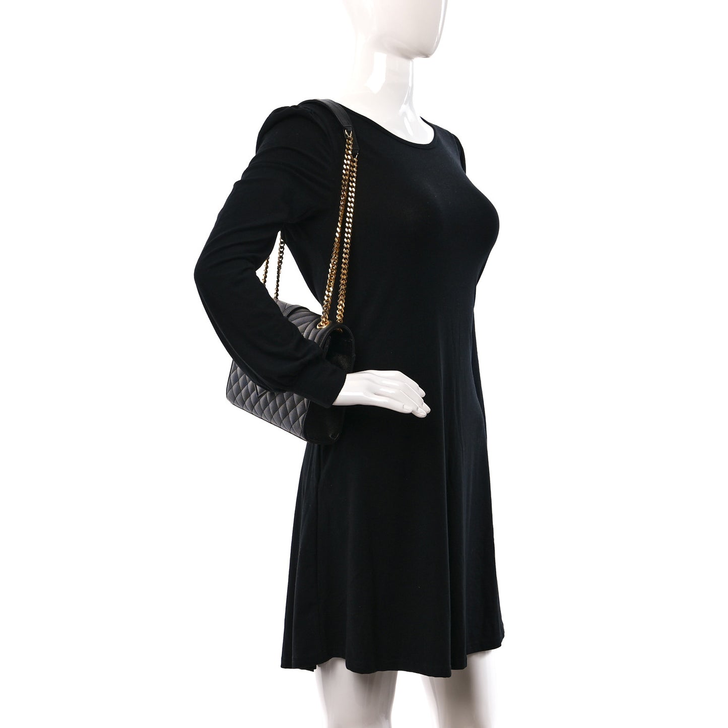 Grain De Poudre Textured Mixed Matelasse Triquilt Medium Monogram Satchel Black
