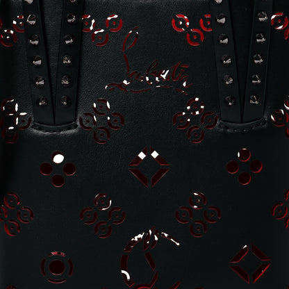Christian Louboutin Calfskin Loubinthesky Perforated Spikes Mini North South Cabata Tote Black 7 of 9