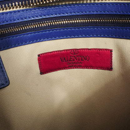 Valentino Garavani Vitello Rockstud Double Handle Tote Blue China 6 of 11