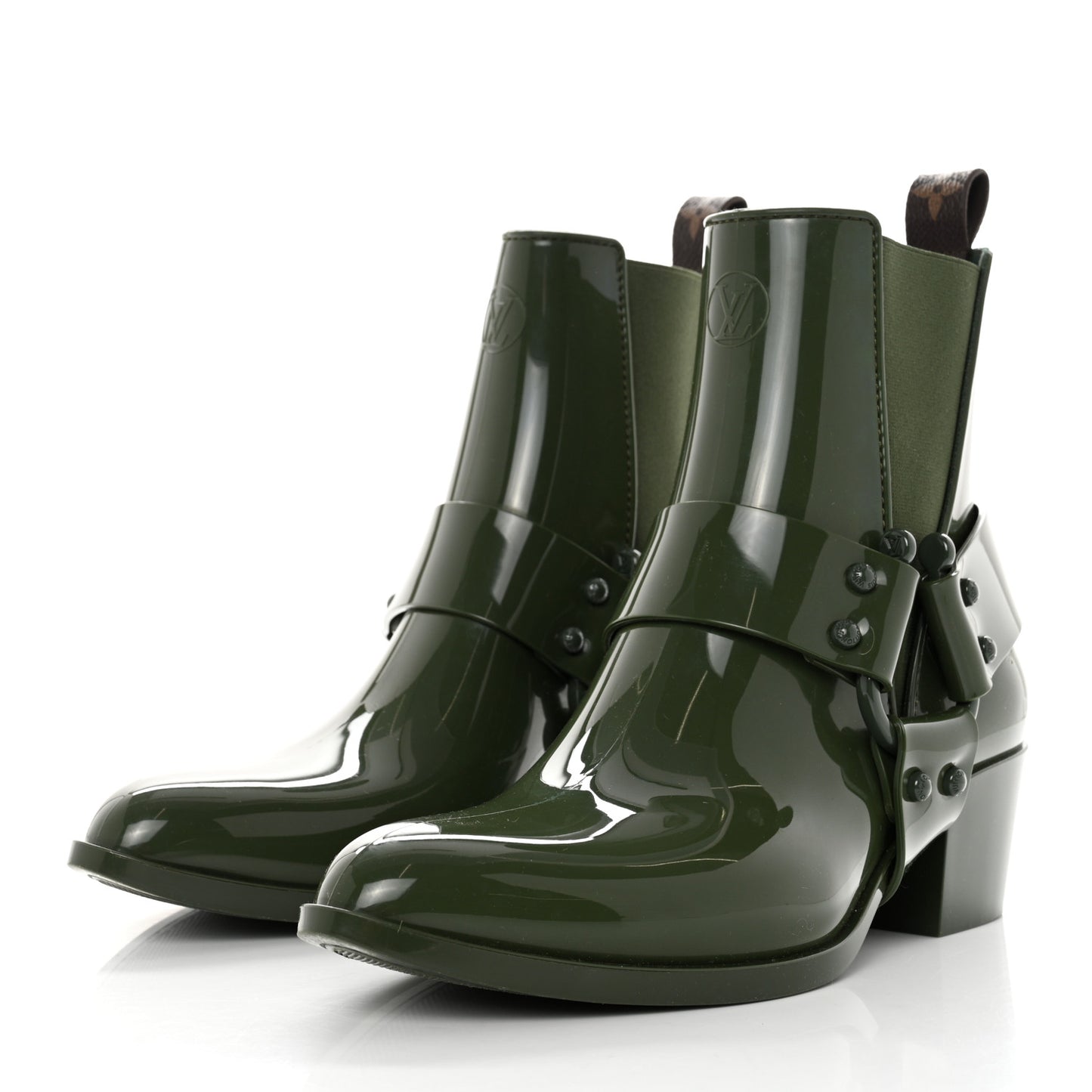 Rubber Monogram Rhapsody Ankle Boots 39 Kaki
