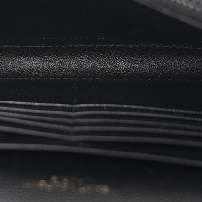 Saint Laurent Grain De Poudre Matelasse Chevron Monogram Monochrome Chain Wallet Black 6 of 12