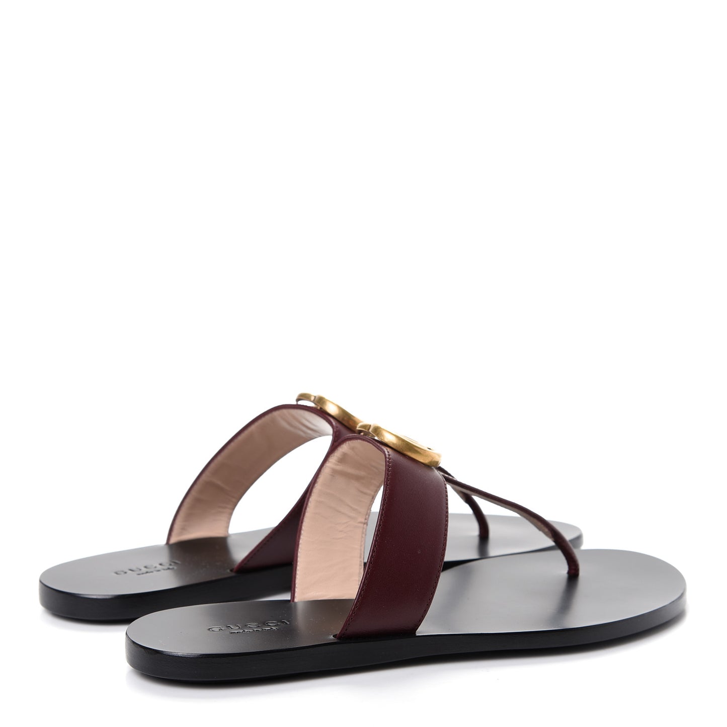 Calfskin GG Marmont Thong Sandals 36.5 Vintage Bordeaux