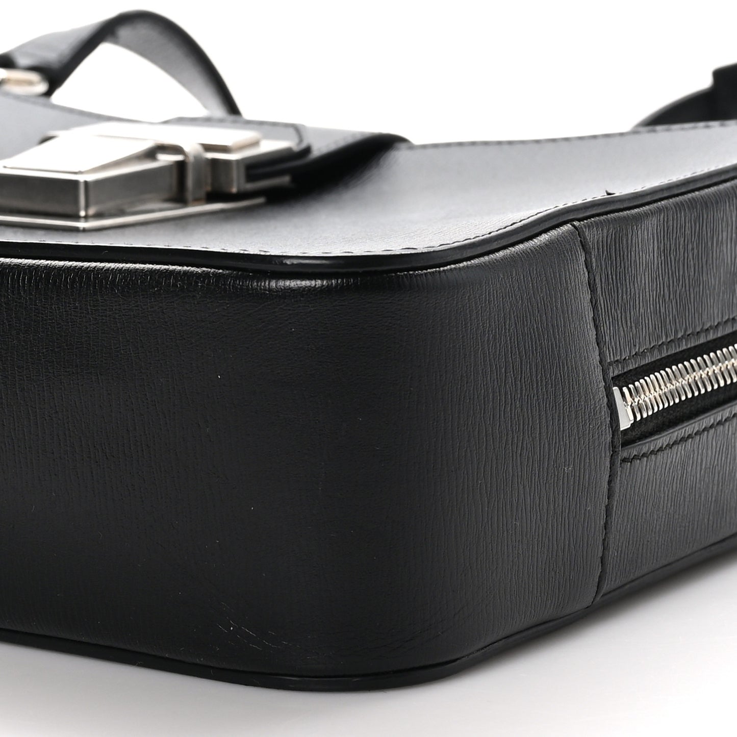 Textured Calfskin Camera Bag Black