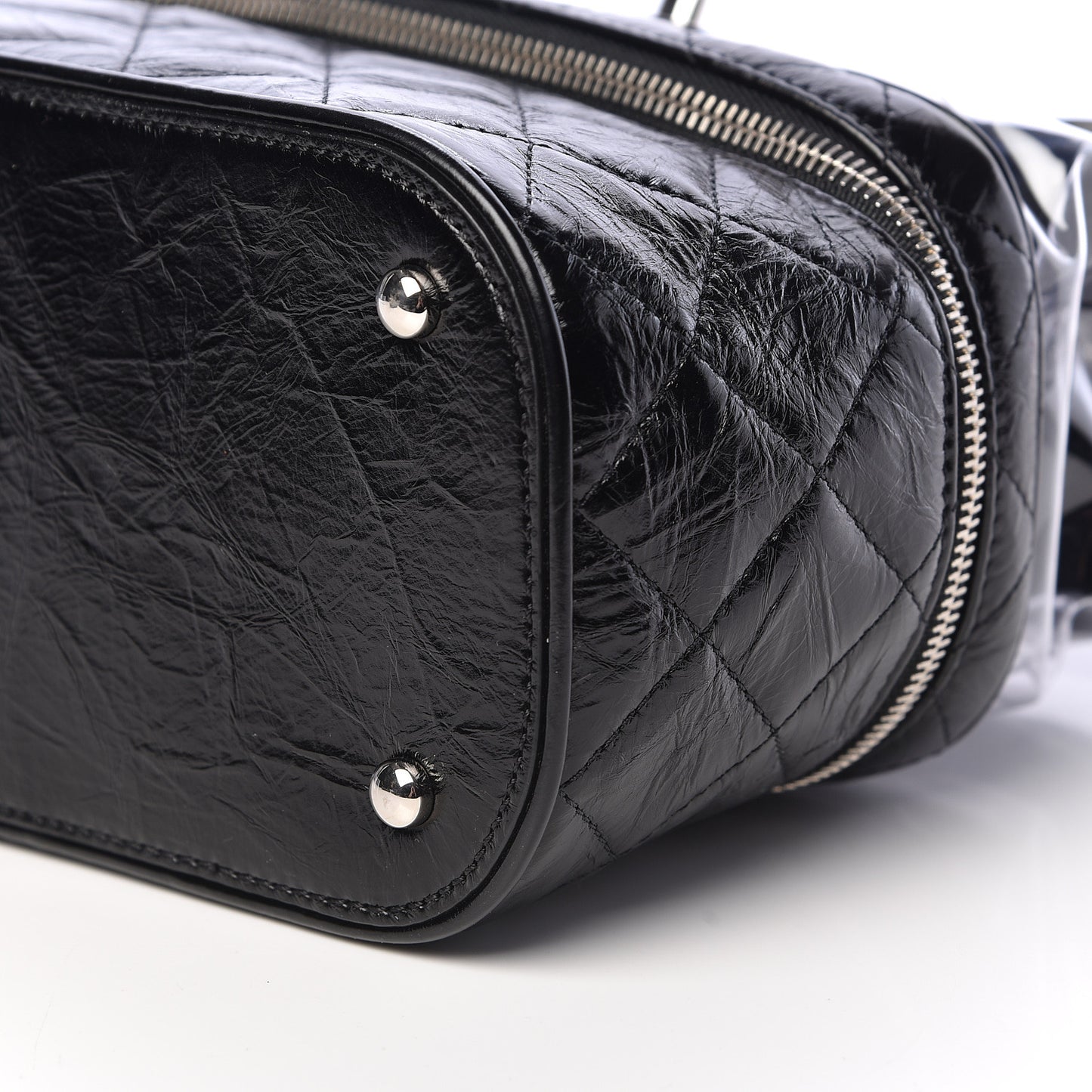 Crumpled Calfskin PVC Quilted Backpack Black