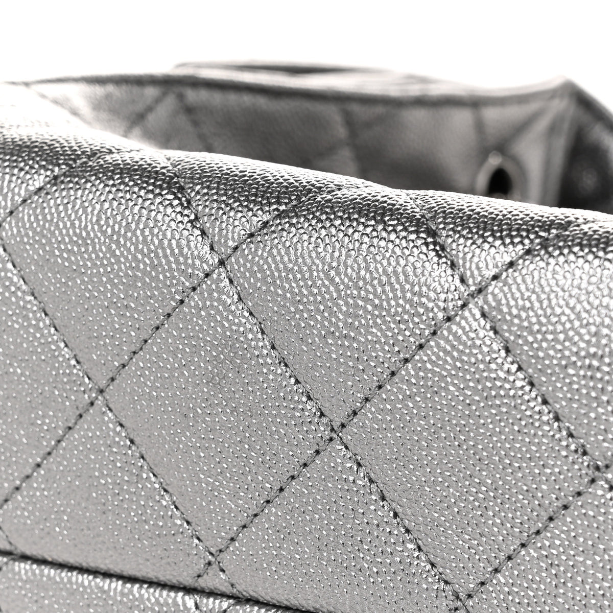 Metallic Caviar Quilted Small Chanel 25 Handbag Anthracite