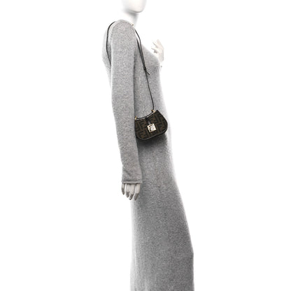 Fendi Fabric Jacquard Vitello Cher Cuoio FF 1974 Nano Fendi C'mon Tobacco Moro Ebano 2 of 10