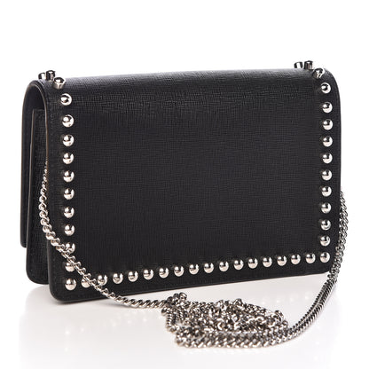 Fendi Vitello Elite Mink Fur Studded Karlito Tube Wallet on Chain Black 3 of 10