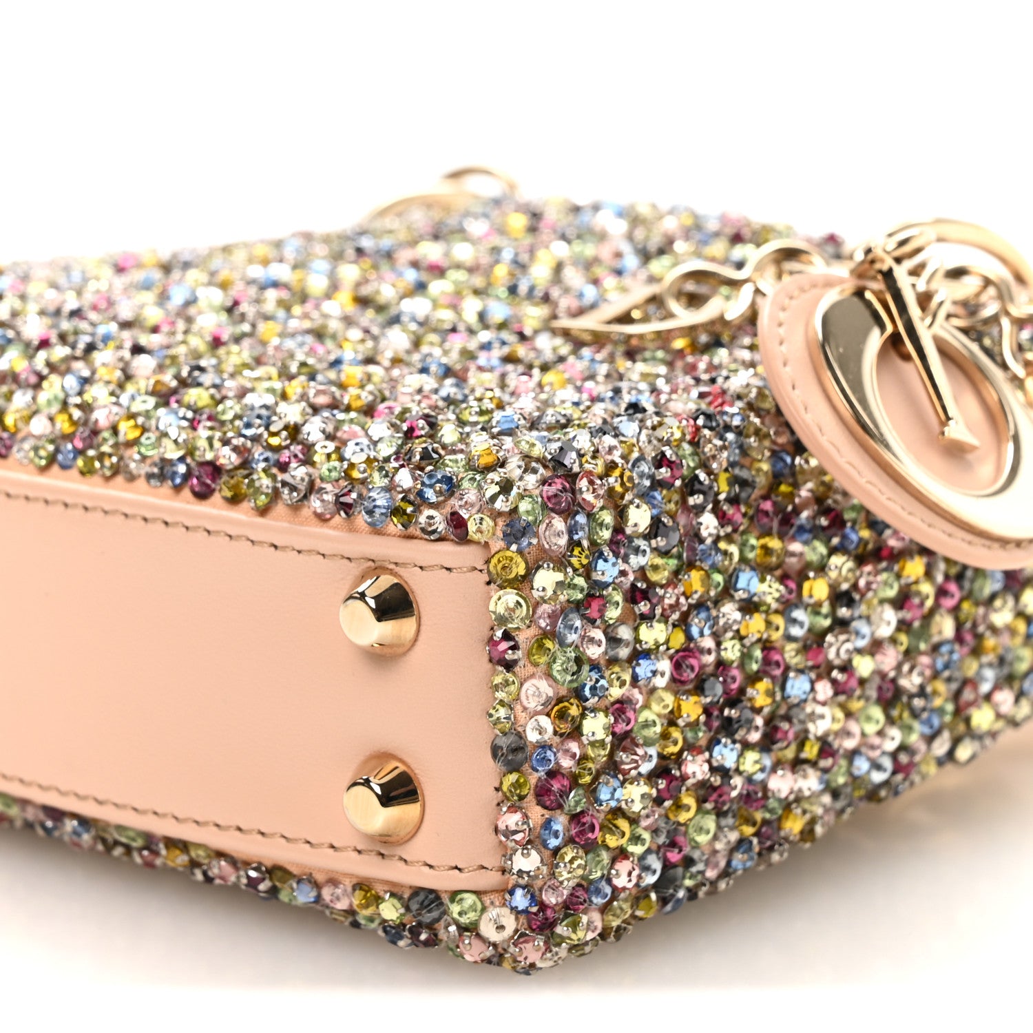 Christian Dior Satin Crystal Beaded Embroidered Micro Lady Dior Multicolor 10 of 11