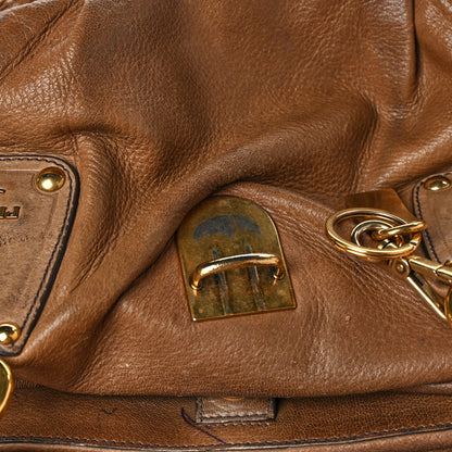 Prada Vitello Daino Pushlock Shoulder Bag Brown 11 of 16