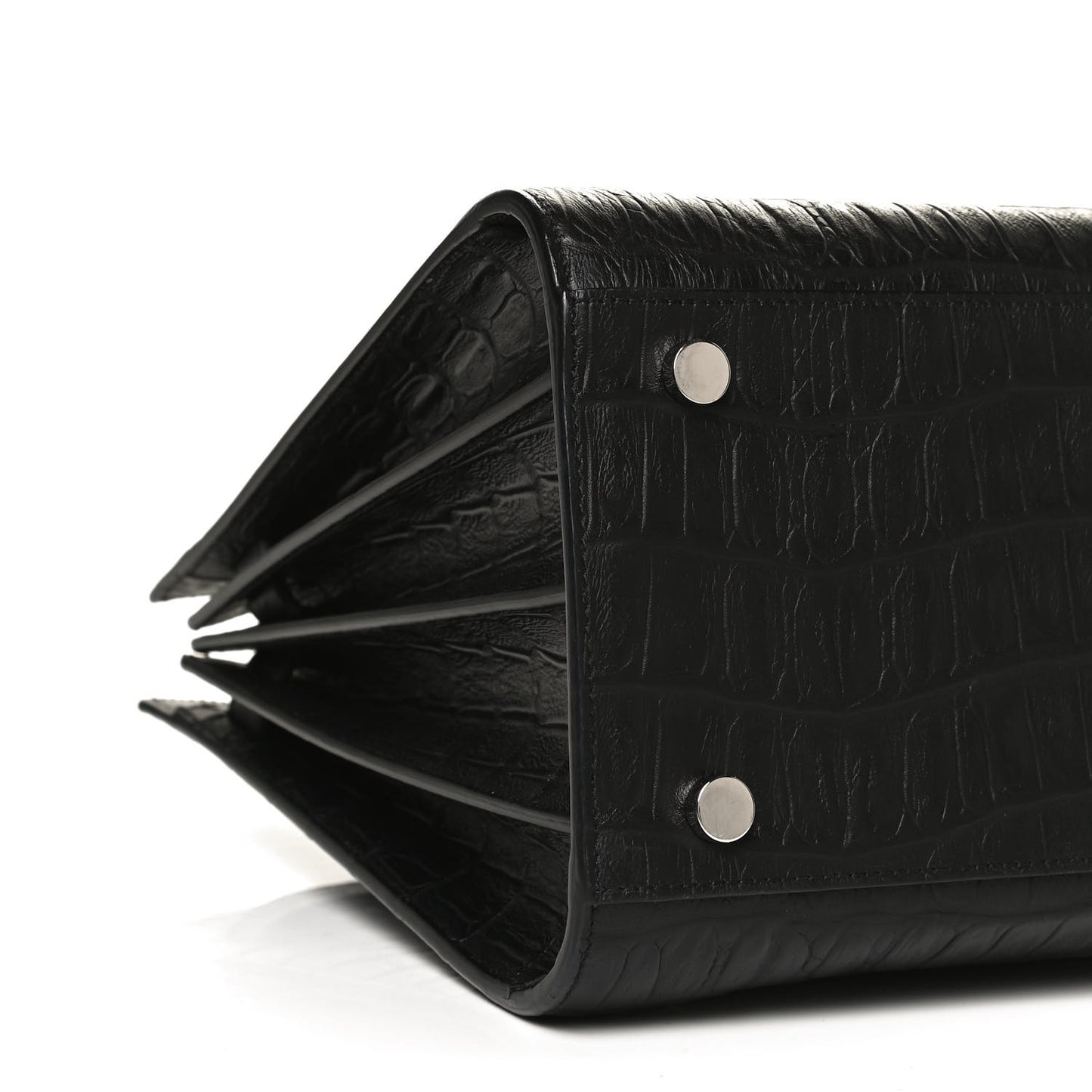 Calfskin Crocodile Embossed Small Sac de Jour Black