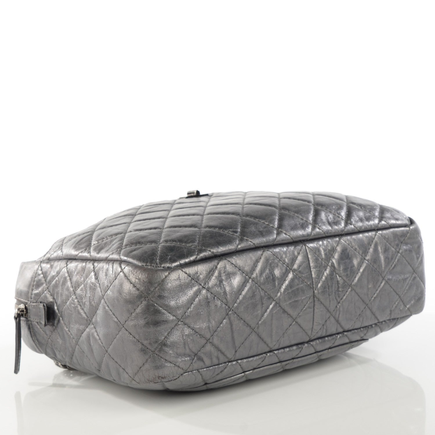 Chanel Metallic Aged Calfskin Quilted Large Reissue Camera Case Silver 4 of 7