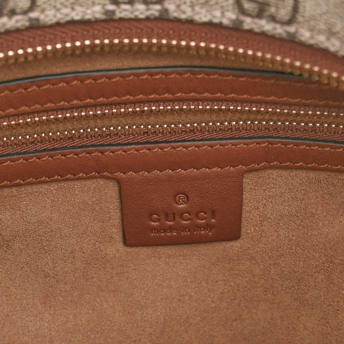 GG Supreme Monogram Large Linea A Hobo Light Brown