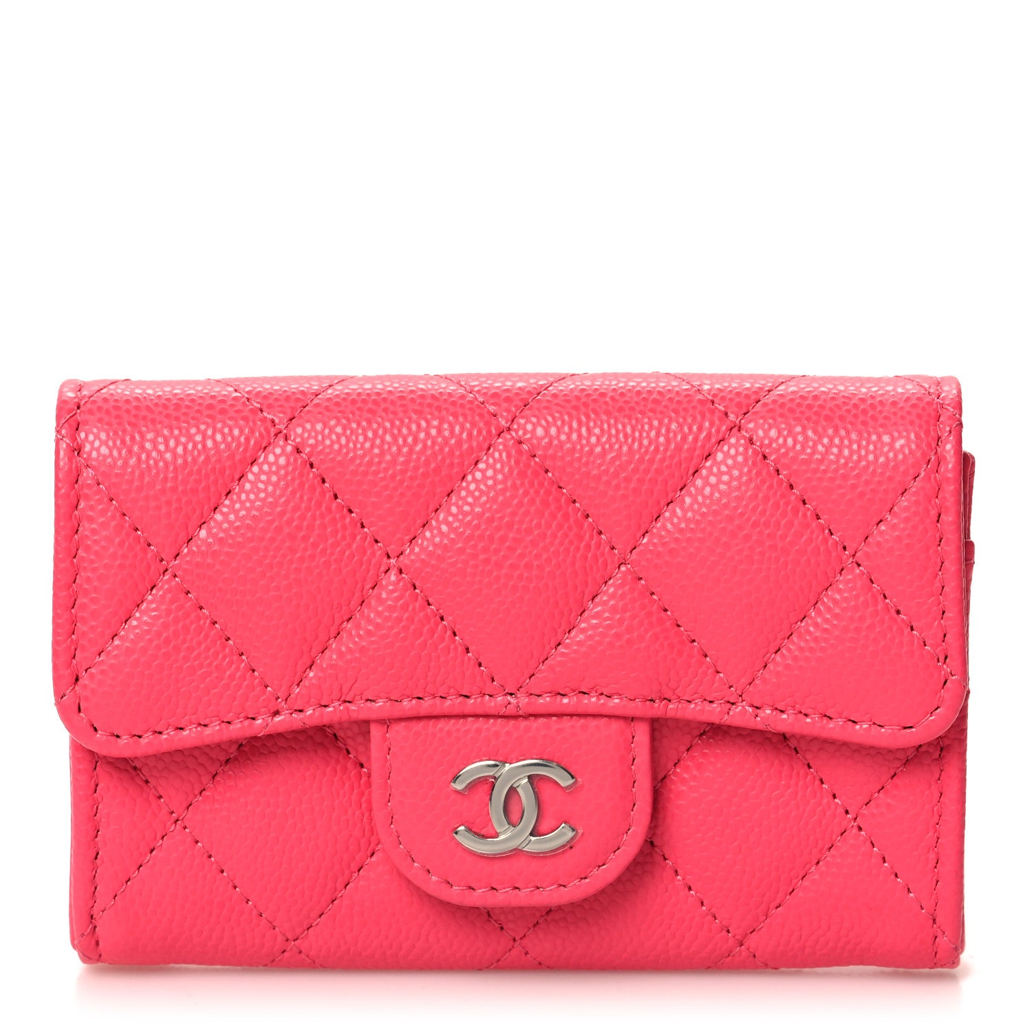 Chanel Caviar Quilted Flap Card Holder Wallet Fuchsia 1 of 9