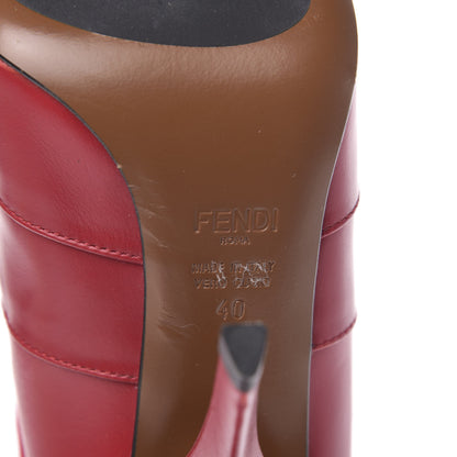 Fendi Vitello Lucido Stretch Fabric Striped Rockoko Thigh High 105mm Sock Boots 40 Fragola Black 6 of 6