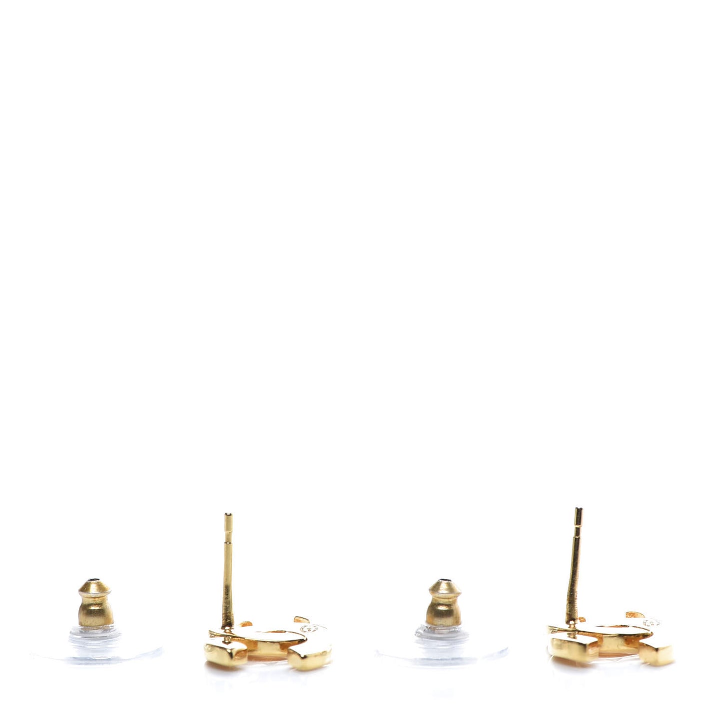 Metal CC Paris Button Stud Earrings Gold