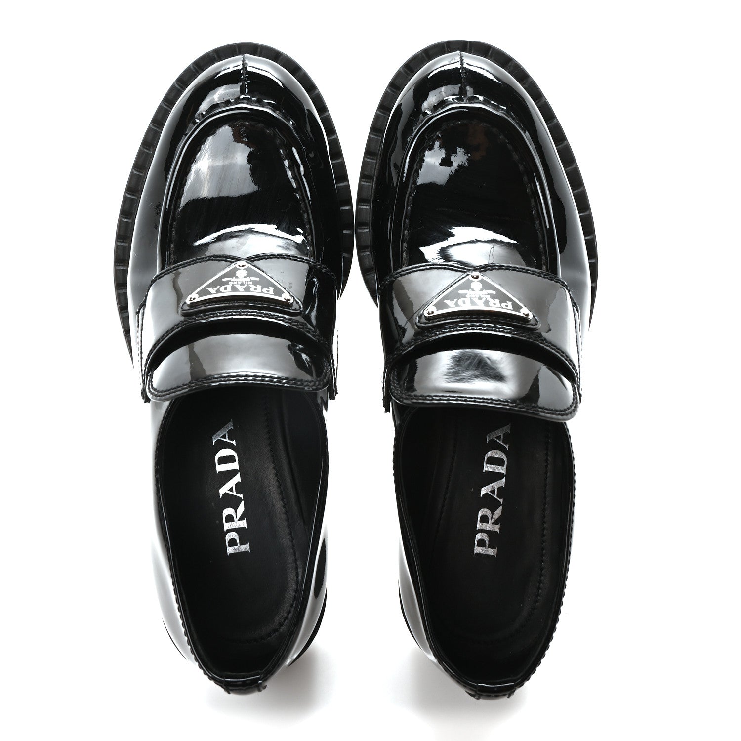 Prada Spazzolato Metal Triangle Logo 50mm Loafers 36 Black 2 of 9