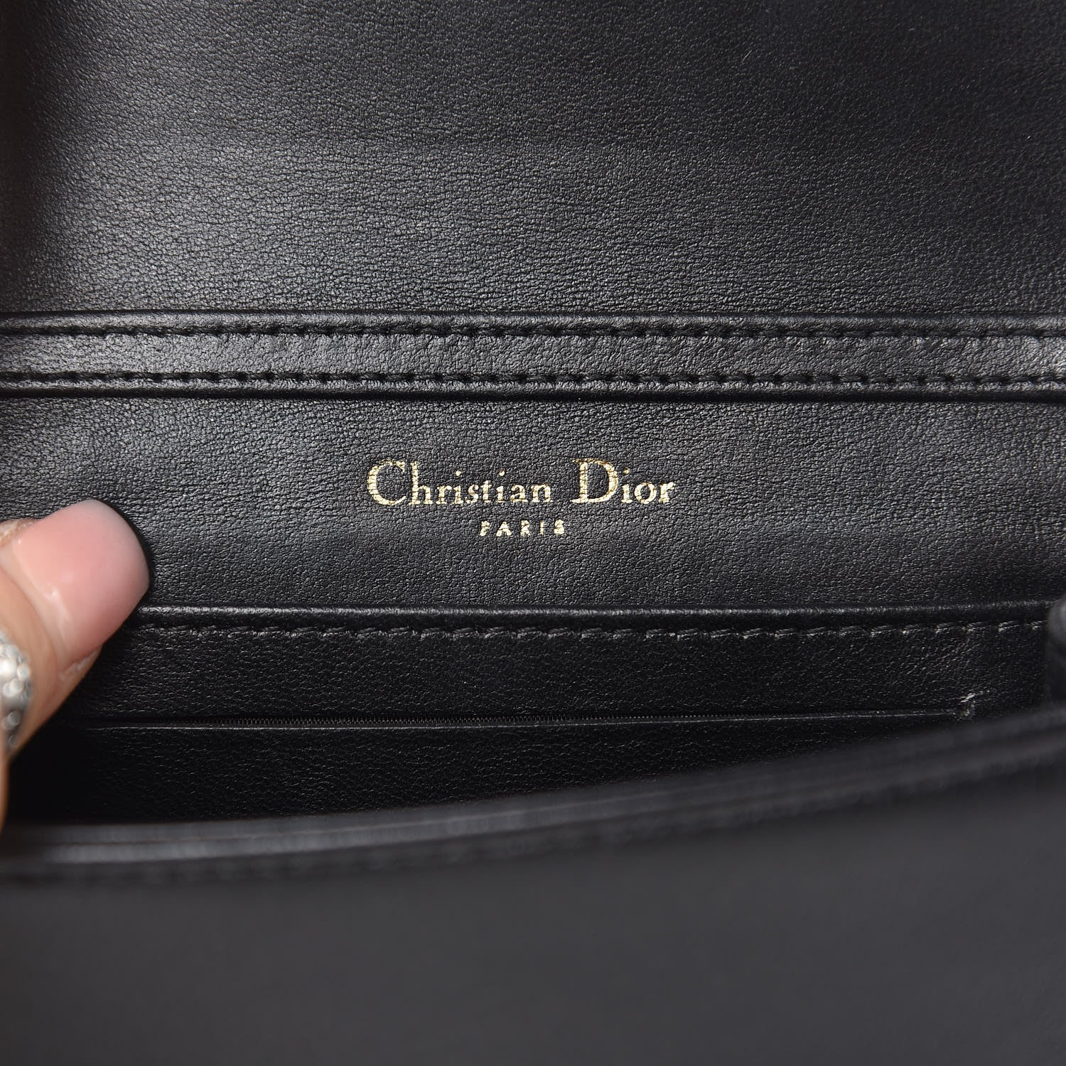 Christian Dior Lambskin Studded Micro Diorama Flap Bag Black 6 of 16