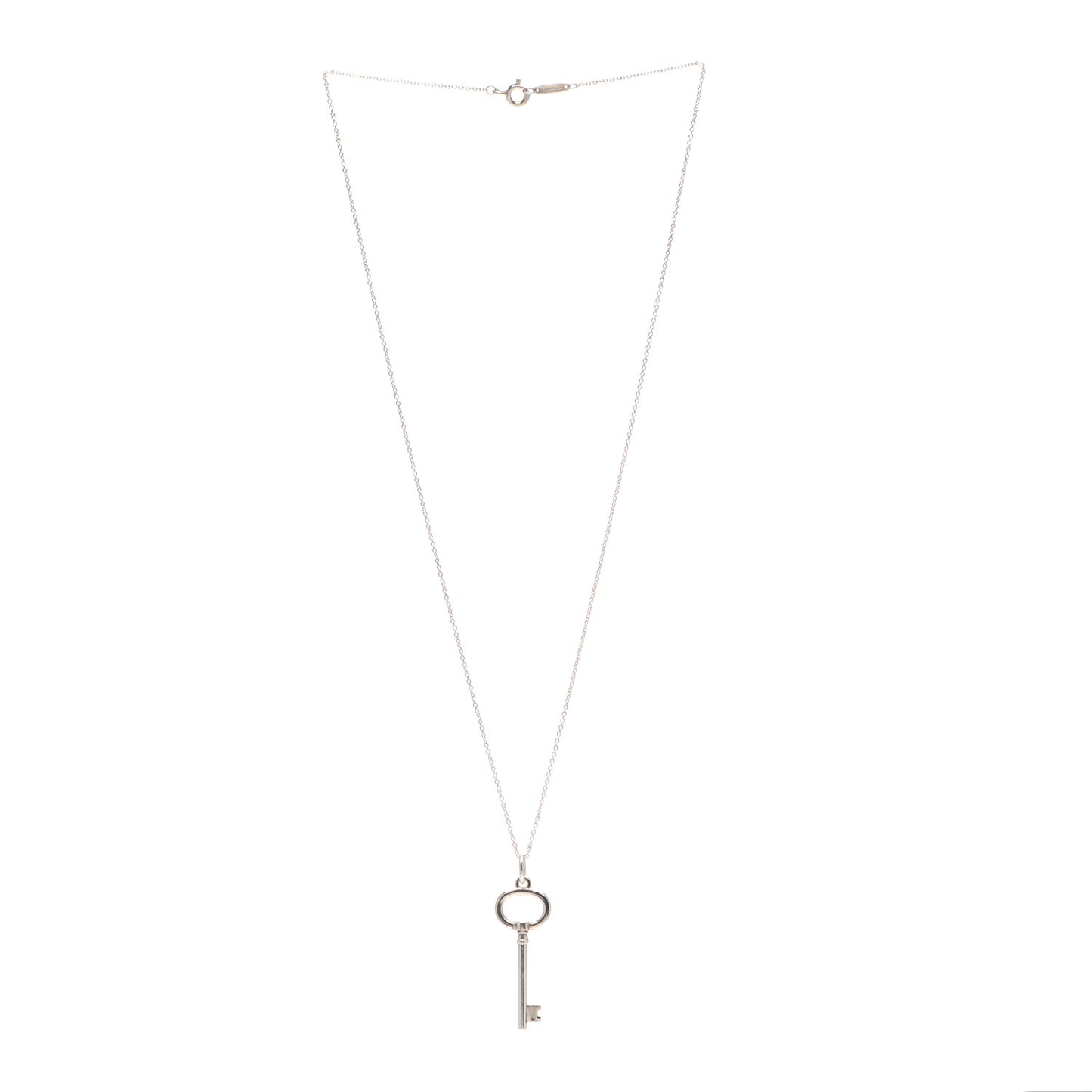 Sterling Silver Oval Key Pendant Necklace