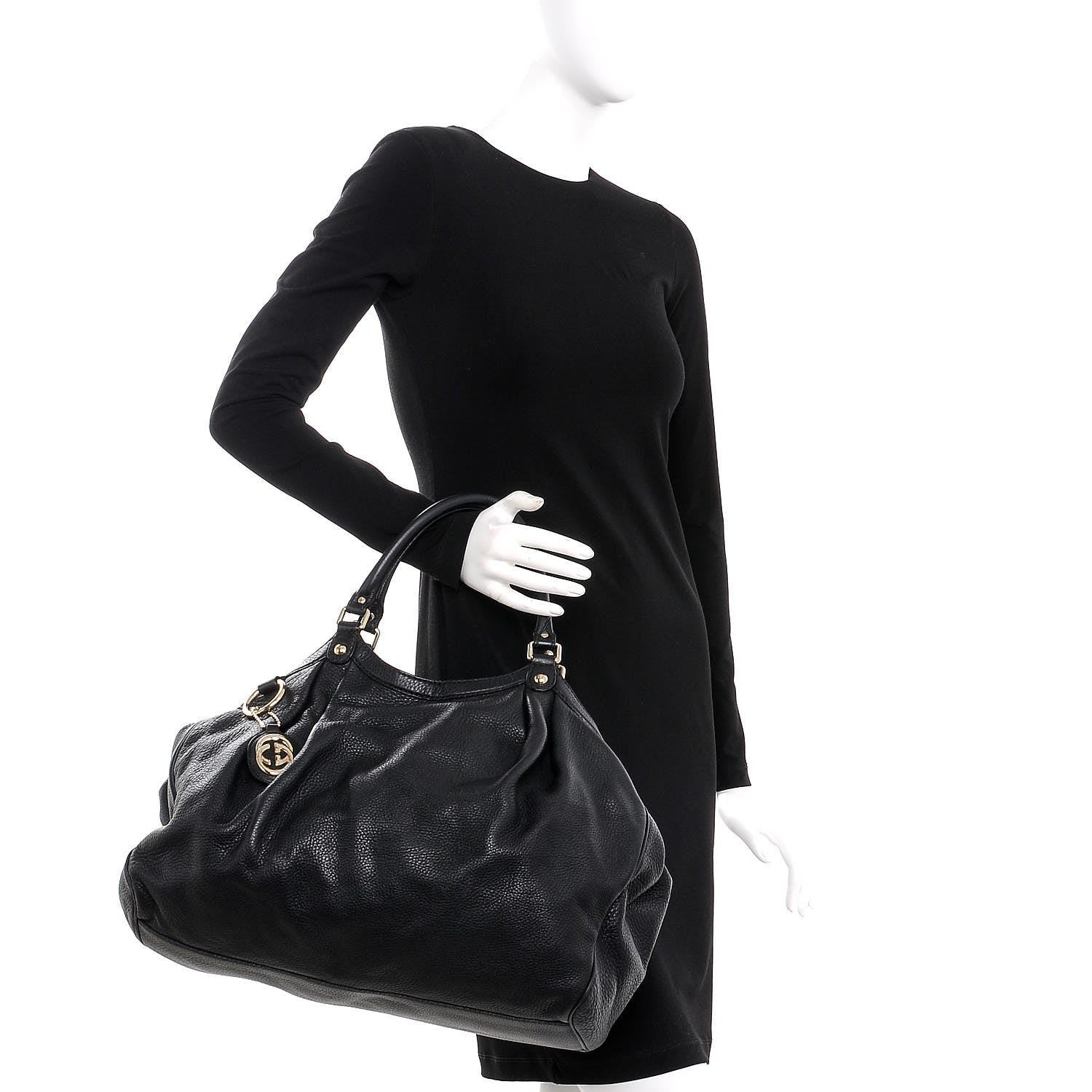 Gucci Pebbled Calfskin Large Sukey Tote Black 2 of 10