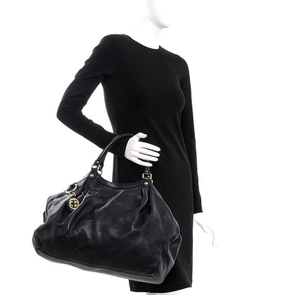 Gucci Pebbled Calfskin Large Sukey Tote Black 2 of 10