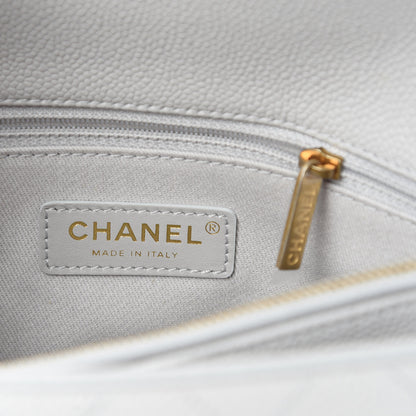 Chanel Grained Calfskin Small Stitched Flap Grey 6 of 10